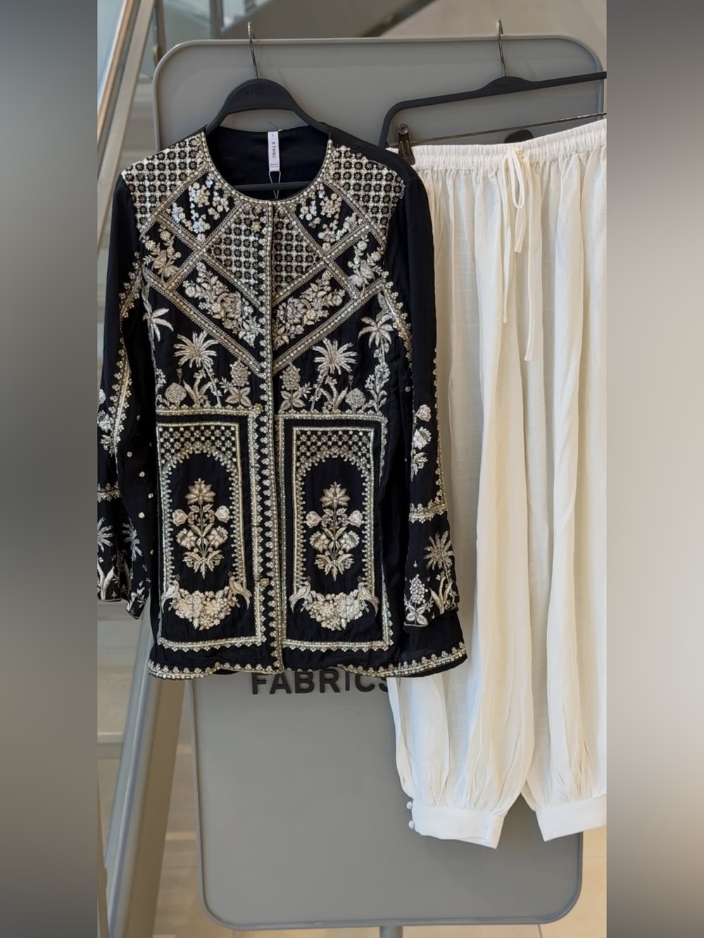 Embroidered Black Jacket shirt with Ballon pants